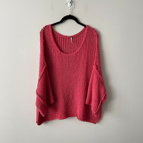 Free People Halo Dolman Sleeve Knit Scoop Neck Casual Pullover Sweater Pink XS - Picture 2 of 7